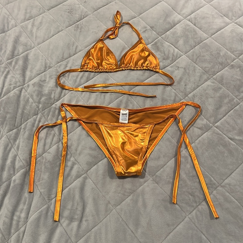 NWOT. Shiny & sexy copper string bikini, with body necklace for fun! - Picture 5 of 7